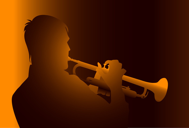 Sziluettjét trombitás - Vektor, kép