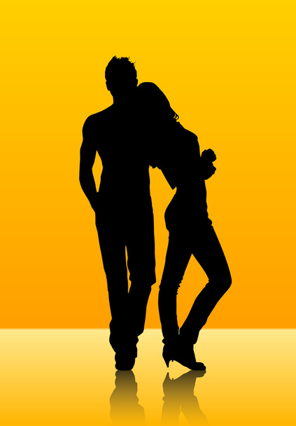 silhouette d'un jeune couple
 - Vecteur, image
