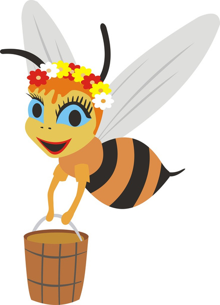 μέλισσα με ένα κουβά με μέλι - Διάνυσμα, εικόνα