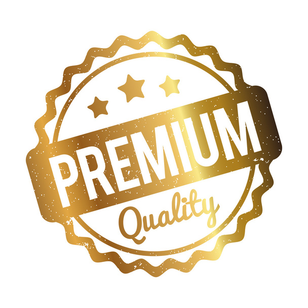 Premium Quality rubber stamp gold on a white background. - Vector, imagen