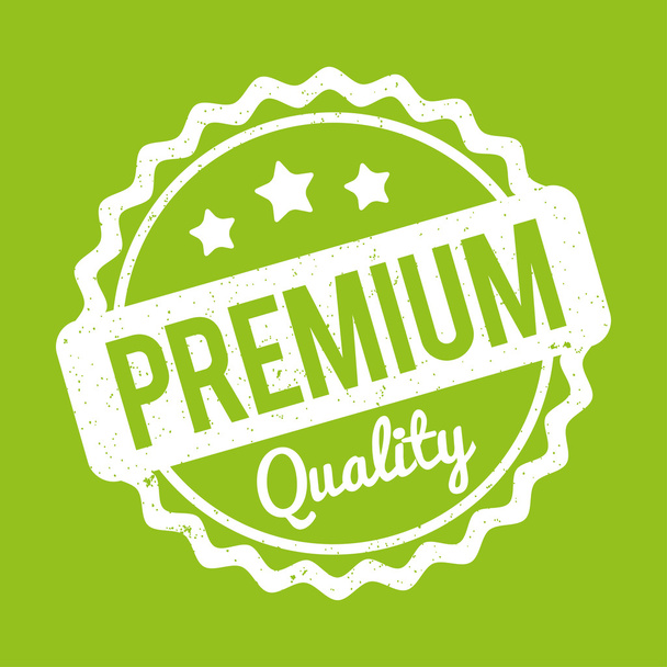 Premium Quality rubber stamp white on a green background. - Vetor, Imagem
