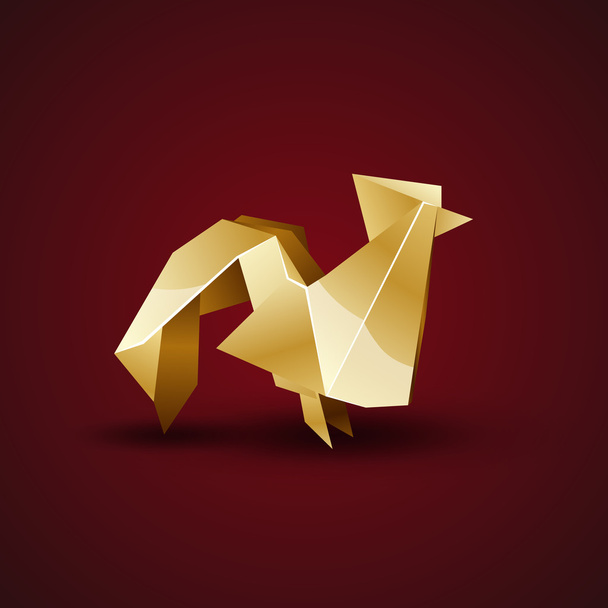 vector golden origami cock - Vector, Image