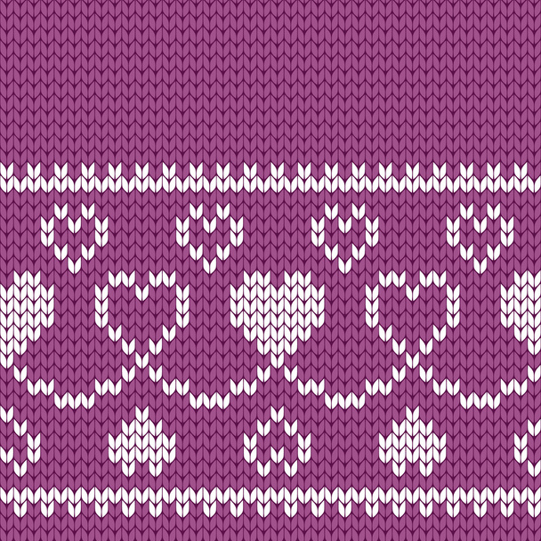 Knitted seamless border hearts - Vector, Image