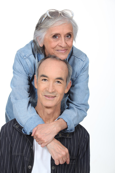 Elderly couple on white background - Photo, Image