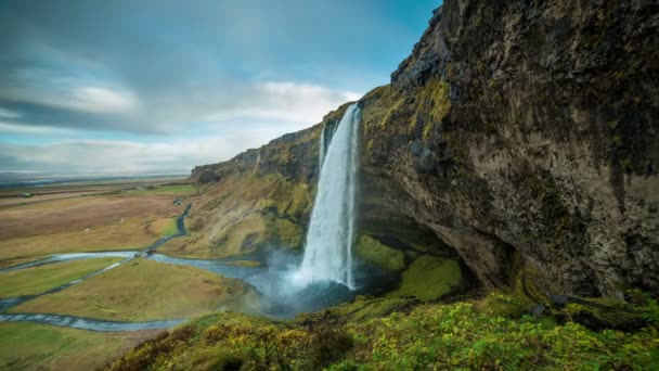 Wasserfall Seljalandsfoss in Island - Filmmaterial, Video