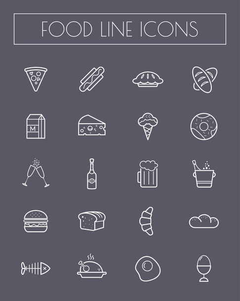 Thin line food icons set. - Vector, afbeelding