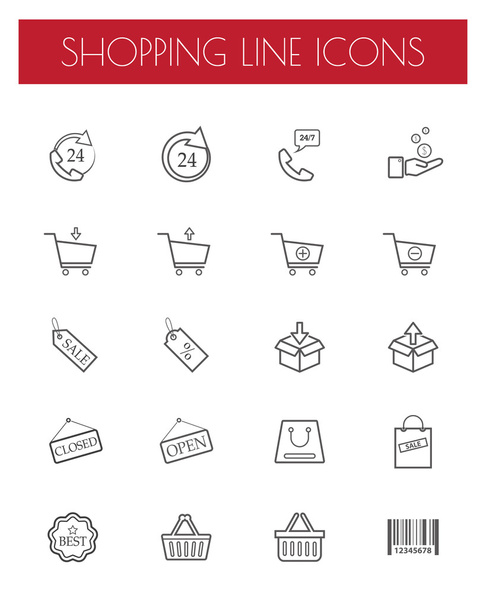 shopping lines icons set. vector . illustration - Vetor, Imagem