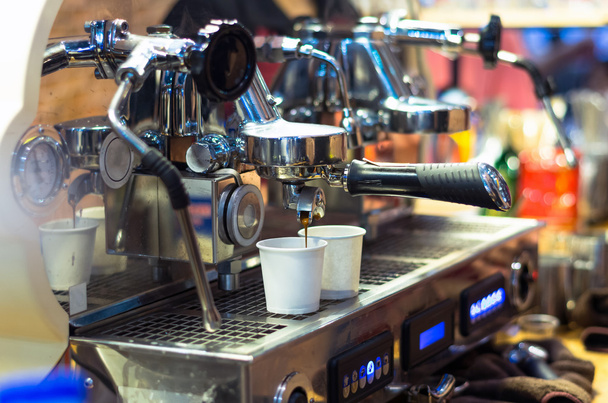 Coffee machine making espresso shot in a cafe shop - Fotografie, Obrázek