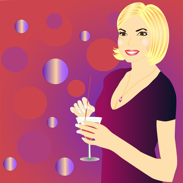 Girl with coctail - Vector, Image