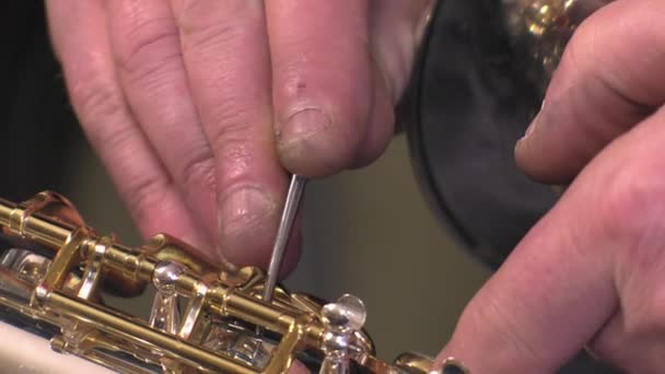 Reparatur von Blechblasinstrumenten und Holzblasinstrumenten - Filmmaterial, Video