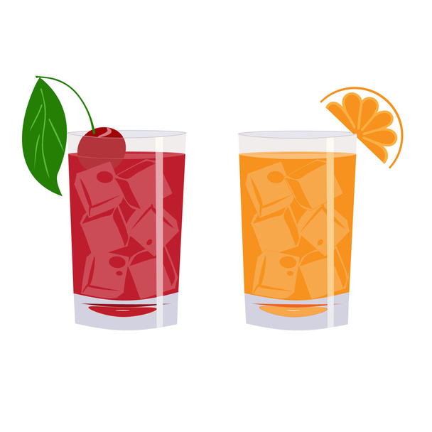 Orange and cherry juice - Vector, Image