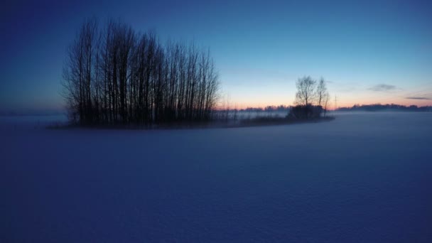 Schneeverwehungen im Nebel bei Sonnenuntergang, Zeitraffer 4k - Filmmaterial, Video