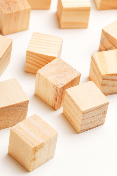 wooden toy blocks on white - Fotoğraf, Görsel