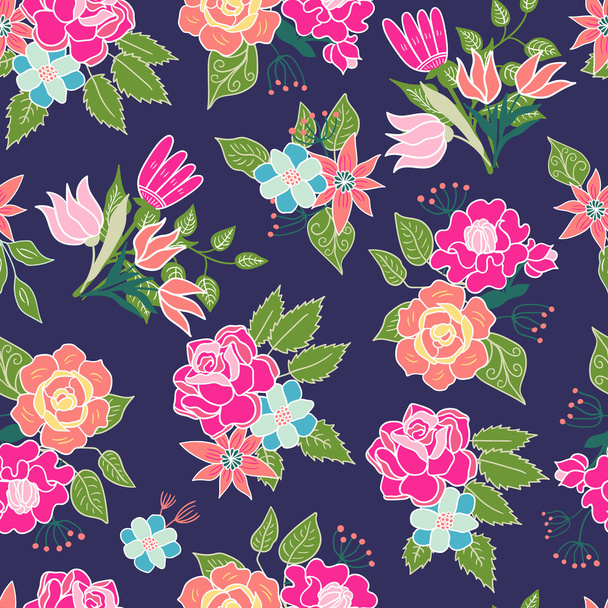 Seamless floral pattern vector background - Vector, Imagen