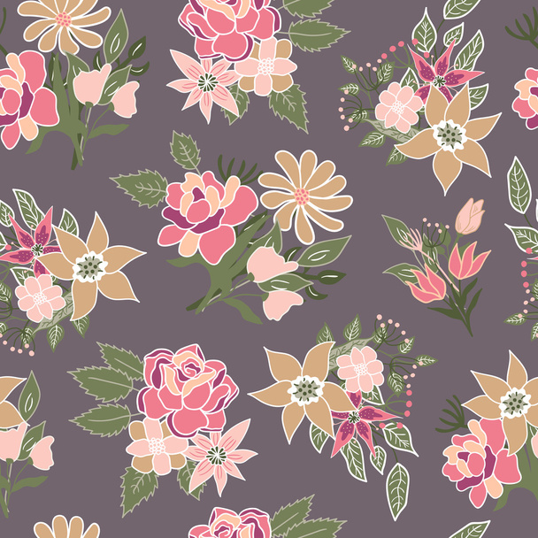 Seamless floral pattern vector background - Vector, Image