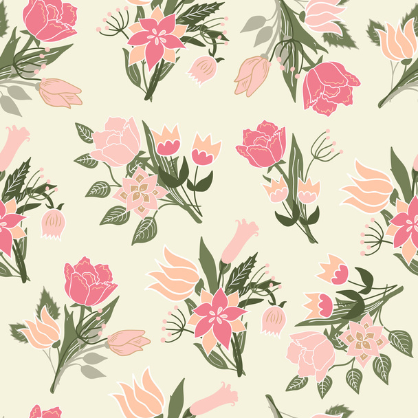 Seamless floral pattern vector background - Вектор,изображение
