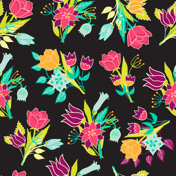Seamless floral pattern vector background - Вектор,изображение