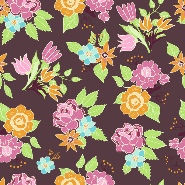 Seamless floral pattern vector background - Διάνυσμα, εικόνα