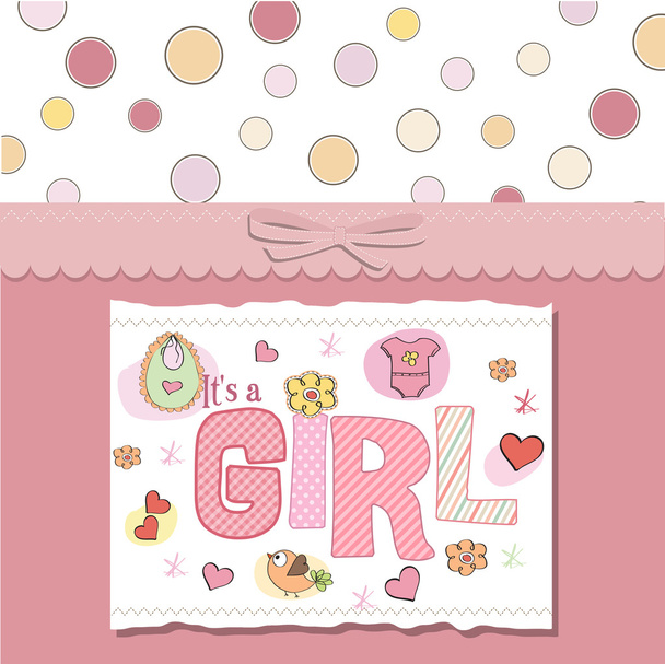 Baby girl shower card - Фото, изображение
