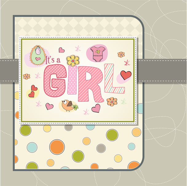 Baby girl shower card - Фото, изображение