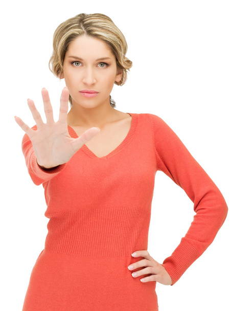 Woman making stop gesture - Foto, immagini
