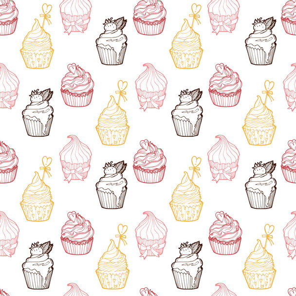 cupcake seamless pattern - Vector, Image