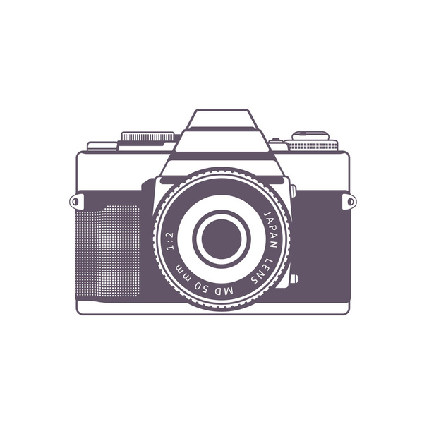 Ретро-камера, винтажная SLR камера изолирована поверх белой, векторная иллюстрация
 - Вектор,изображение