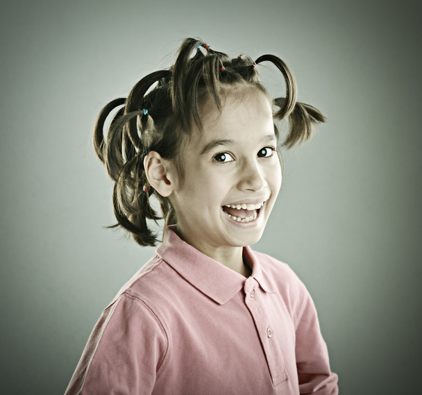 髪型と子供の面白い肖像画 - 写真・画像
