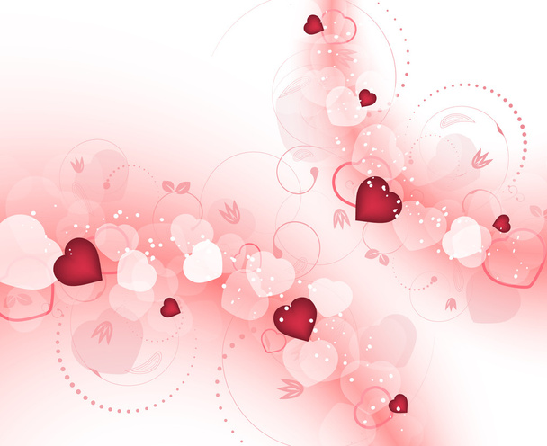 День Святого Валентина векторний фон з розмитими червоними серцями та спіральним квітковим візерунком
. - Вектор, зображення