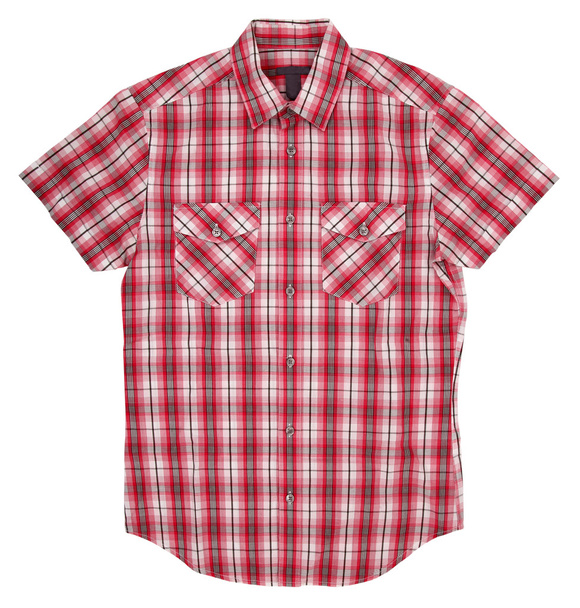 Man's red white cotton plaid shirt - Photo, Image