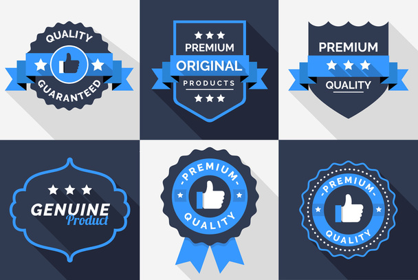 Premium-quality-badge-set-in-blue-white-color - Vector, Image