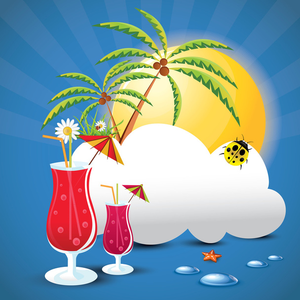 Cocktails on summer banner - Vector, Image