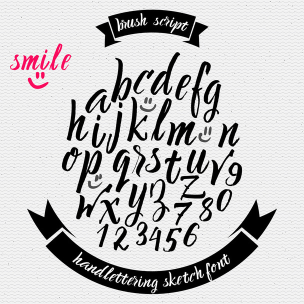 Hand getekend lettertype handschrift borstel - Vector, afbeelding