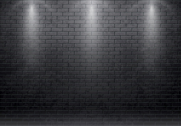 brick wall black with spot lights - Vector, Image
