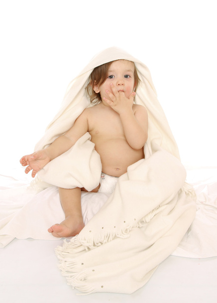 Little baby girl with towel - Foto, Imagen