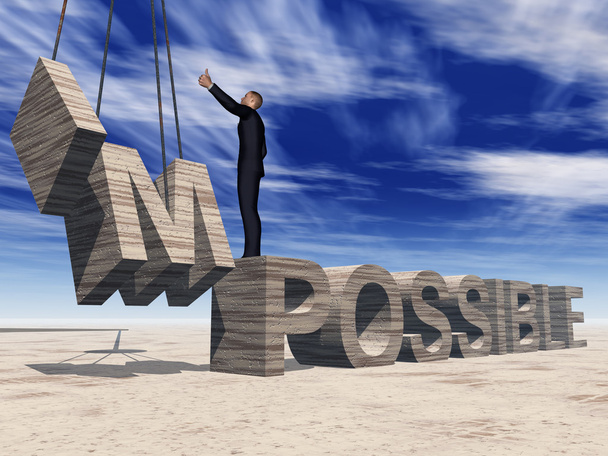 business man standing over  impossible text - Photo, Image