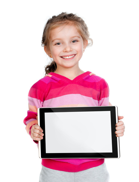 Menina com um PC Tablet
 - Foto, Imagem