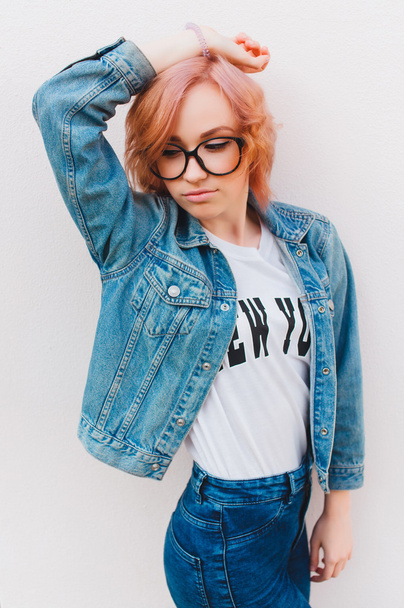 portrait of young hipster girl - Photo, Image