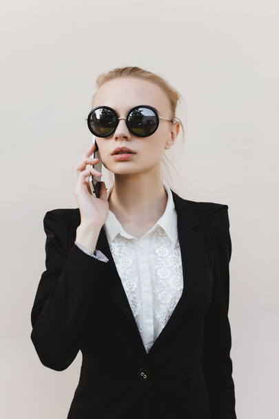 Fashion blonde girl with sunglasses - Fotó, kép