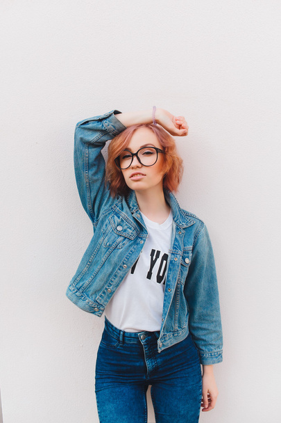 portrait of young hipster girl - Photo, Image