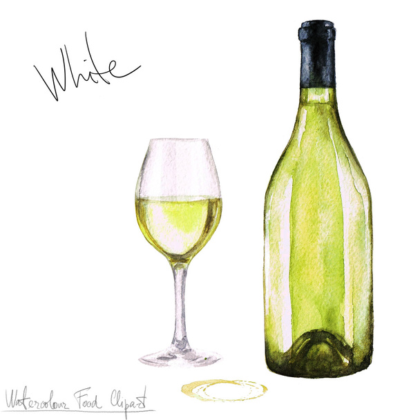 Aquarell Lebensmittel Clipart - Wein - Foto, Bild