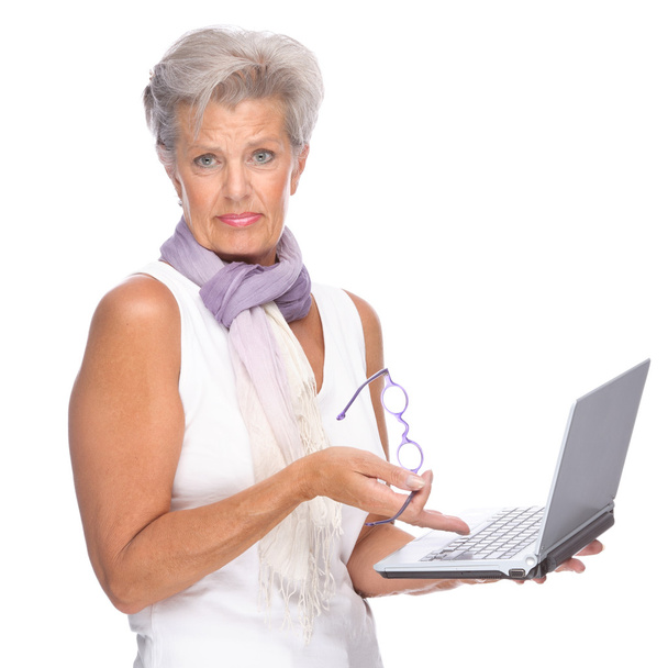 Senior woman with notebook - Photo, Image