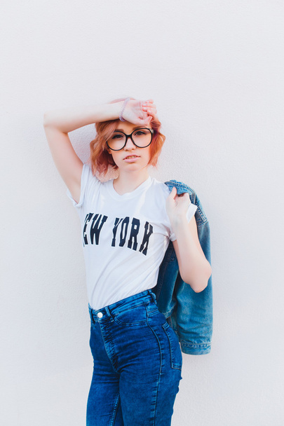portrait of young hipster girl - Foto, imagen