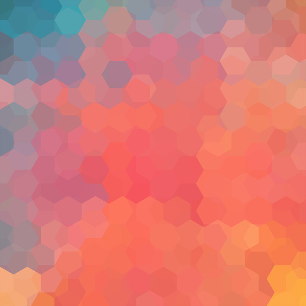 abstract background consisting of orange, blue, yellow hexagons - Vector, Image