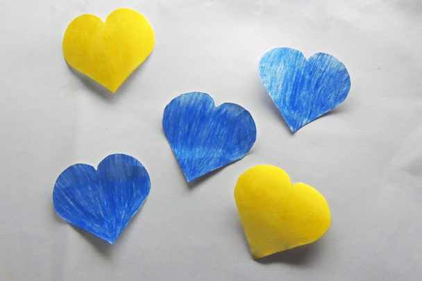 Blue and yellow hearts - Photo, Image