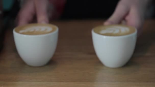 two cups of cappuccino - Video, Çekim