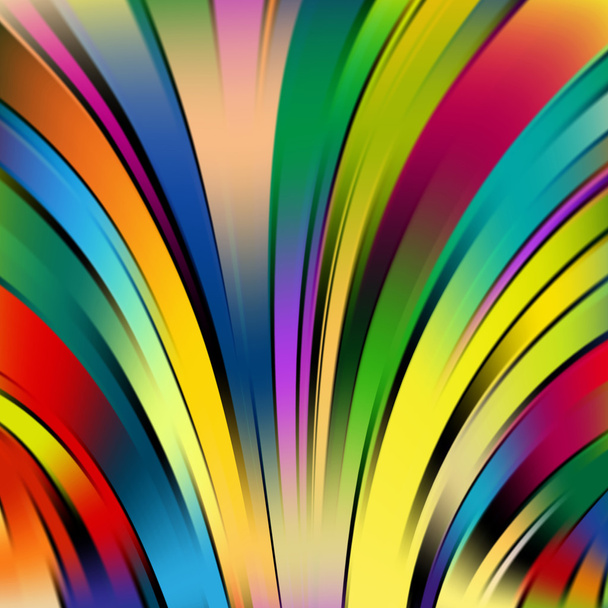 Colorful smooth light lines background. Rainbow-colored. - Vector, Image