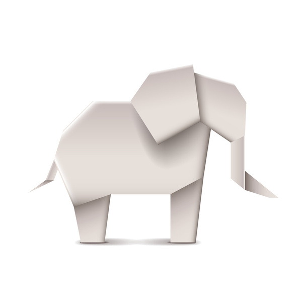 Origami Elefant isoliert auf weißem Vektor - Vektor, Bild