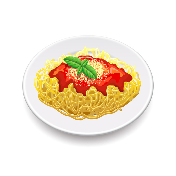 白いベクトルに分離されたスパゲッティ ボロネーゼ - ベクター画像