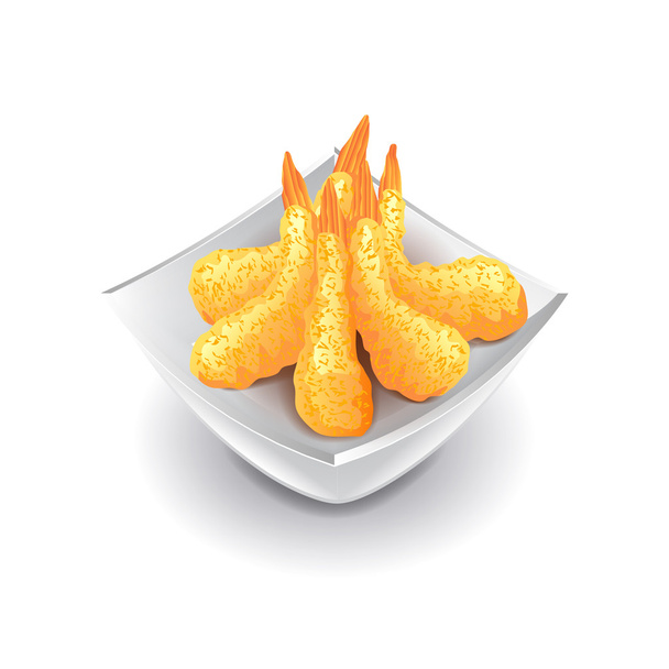 Krevety tempura izolovaných na bílém vektor - Vektor, obrázek